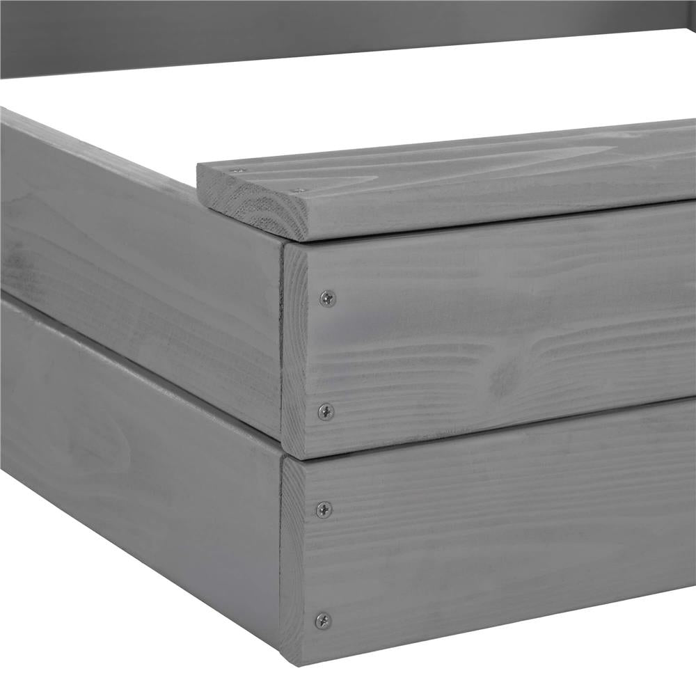 Lada nisip din lemn cu acoperis reglabil si capac, pliabila, 120x120x120 cm, gri