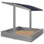 Lada nisip din lemn cu acoperis reglabil si capac, pliabila, 120x120x120 cm, gri