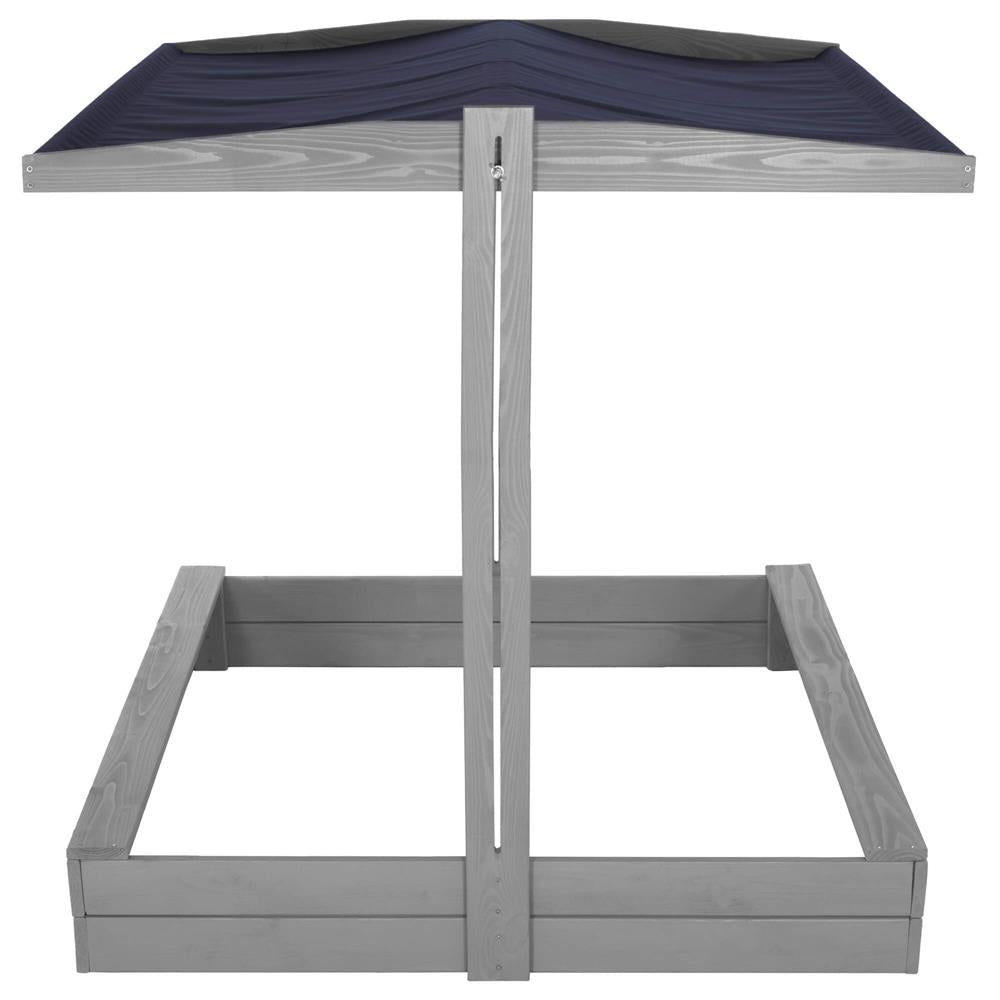 Lada nisip din lemn cu acoperis reglabil si capac, pliabila, 120x120x120 cm, gri