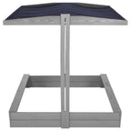 Lada nisip din lemn cu acoperis reglabil si capac, pliabila, 120x120x120 cm, gri