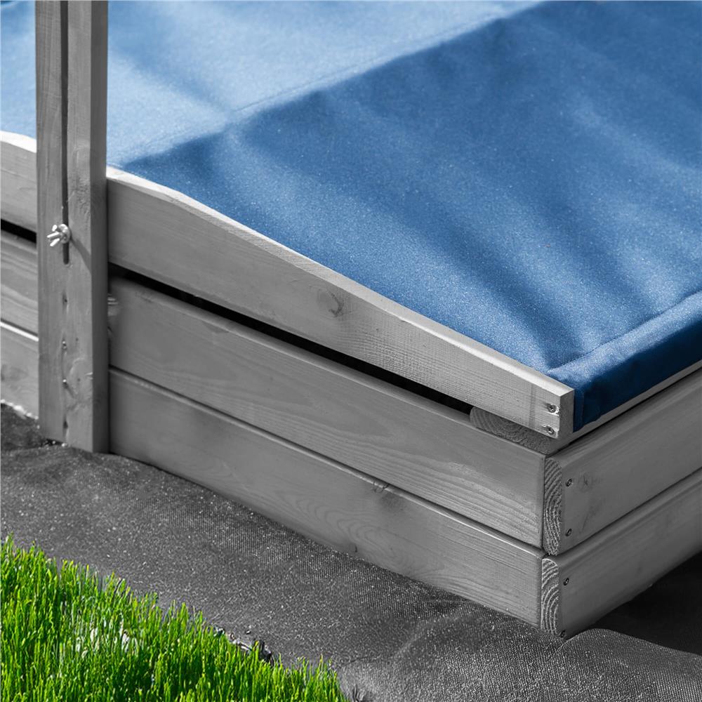 Lada nisip din lemn cu acoperis reglabil si capac, pliabila, 120x120x120 cm, gri