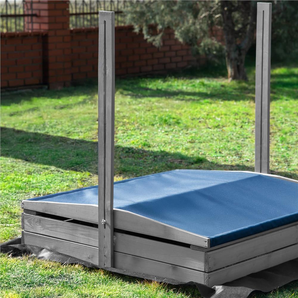 Lada nisip din lemn cu acoperis reglabil si capac, pliabila, 120x120x120 cm, gri