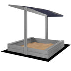 Lada nisip din lemn cu acoperis reglabil si capac, pliabila, 120x120x120 cm, gri