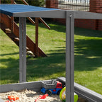 Lada nisip din lemn cu acoperis reglabil si capac, pliabila, 120x120x120 cm, gri