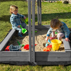 Lada nisip din lemn cu acoperis reglabil si capac, pliabila, 120x120x120 cm, gri