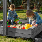 Lada nisip din lemn cu acoperis reglabil si capac, pliabila, 120x120x120 cm, gri