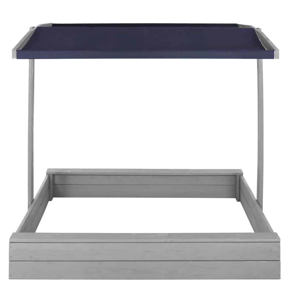 Lada nisip din lemn cu acoperis reglabil si capac, pliabila, 120x120x120 cm, gri