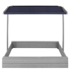 Lada nisip din lemn cu acoperis reglabil si capac, pliabila, 120x120x120 cm, gri