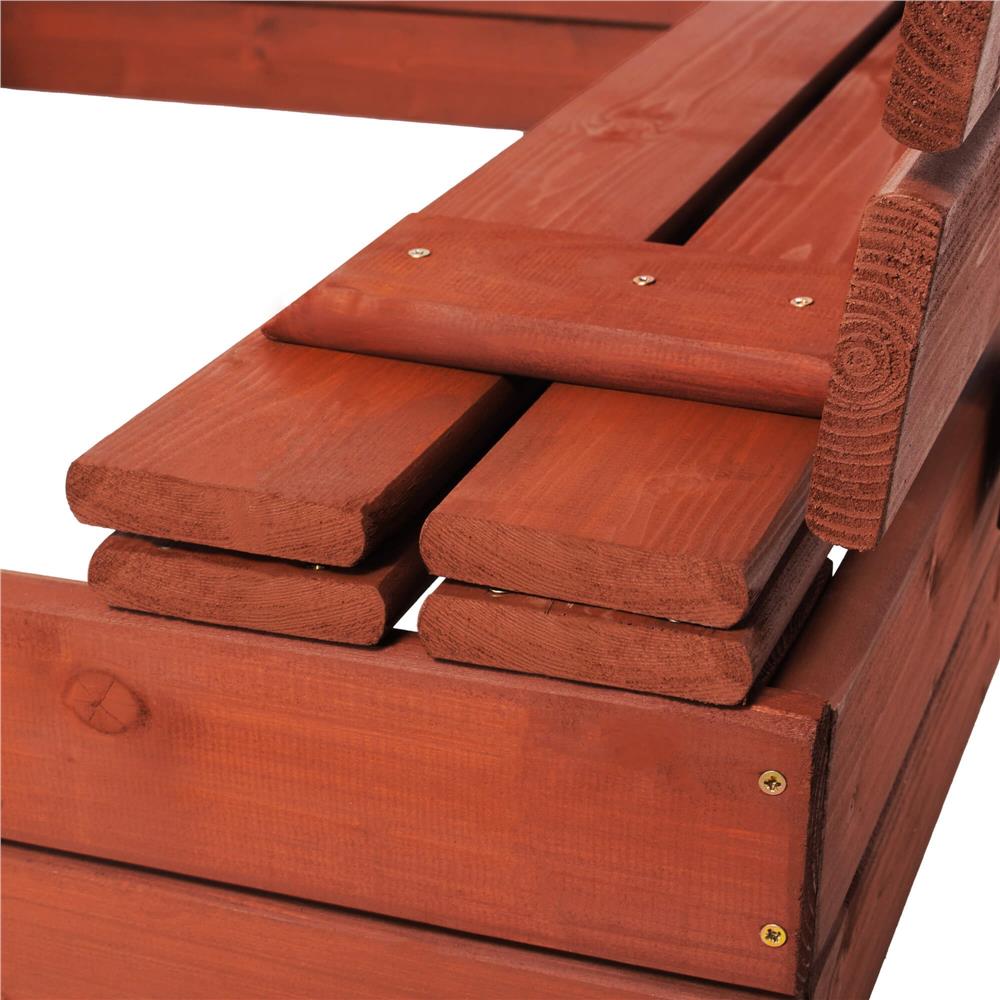 Lada nisip din lemn pliabila cu capac si bancute, 120x120x41 cm, maro