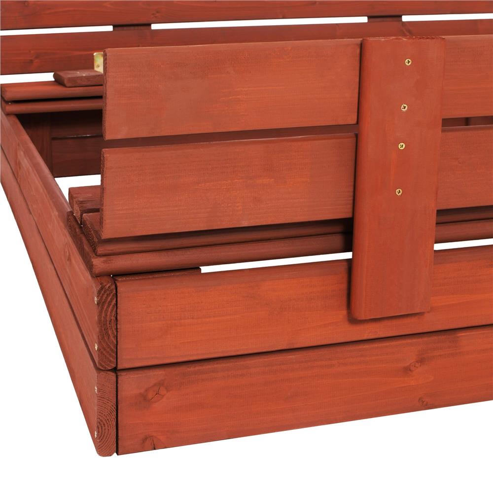 Lada nisip din lemn pliabila cu capac si bancute, 120x120x41 cm, maro