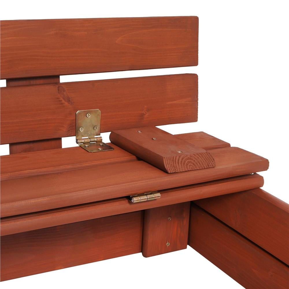 Lada nisip din lemn pliabila cu capac si bancute, 120x120x41 cm, maro