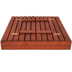 Lada nisip din lemn pliabila cu capac si bancute, 120x120x41 cm, maro
