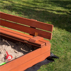 Lada nisip din lemn pliabila cu capac si bancute, 120x120x41 cm, maro