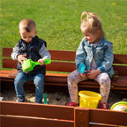 Lada nisip din lemn pliabila cu capac si bancute, 120x120x41 cm, maro