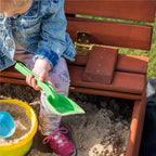 Lada nisip din lemn pliabila cu capac si bancute, 120x120x41 cm, maro