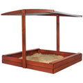 Lada nisip din lemn cu acoperis reglabil, 140x140x121 cm, maro