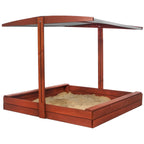Lada nisip din lemn cu acoperis reglabil, 140x140x121 cm, maro