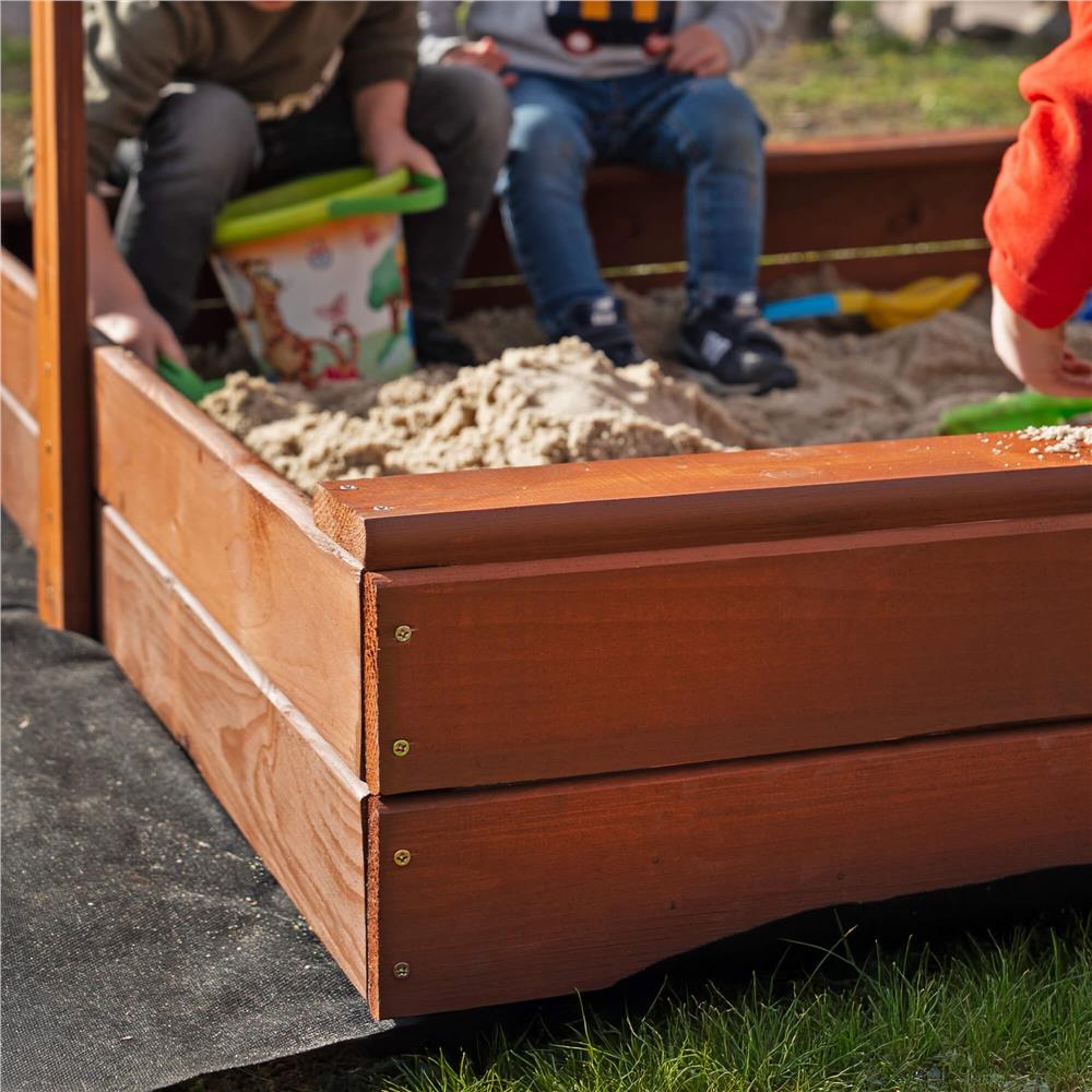 Lada nisip din lemn cu acoperis reglabil, 140x140x121 cm, maro