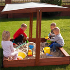 Lada nisip din lemn cu acoperis reglabil, 140x140x121 cm, maro