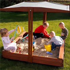 Lada nisip din lemn cu acoperis reglabil, 140x140x121 cm, maro