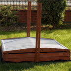 Lada nisip din lemn cu acoperis reglabil, 140x140x121 cm, maro