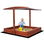 Lada nisip din lemn cu acoperis reglabil, 140x140x121 cm, maro