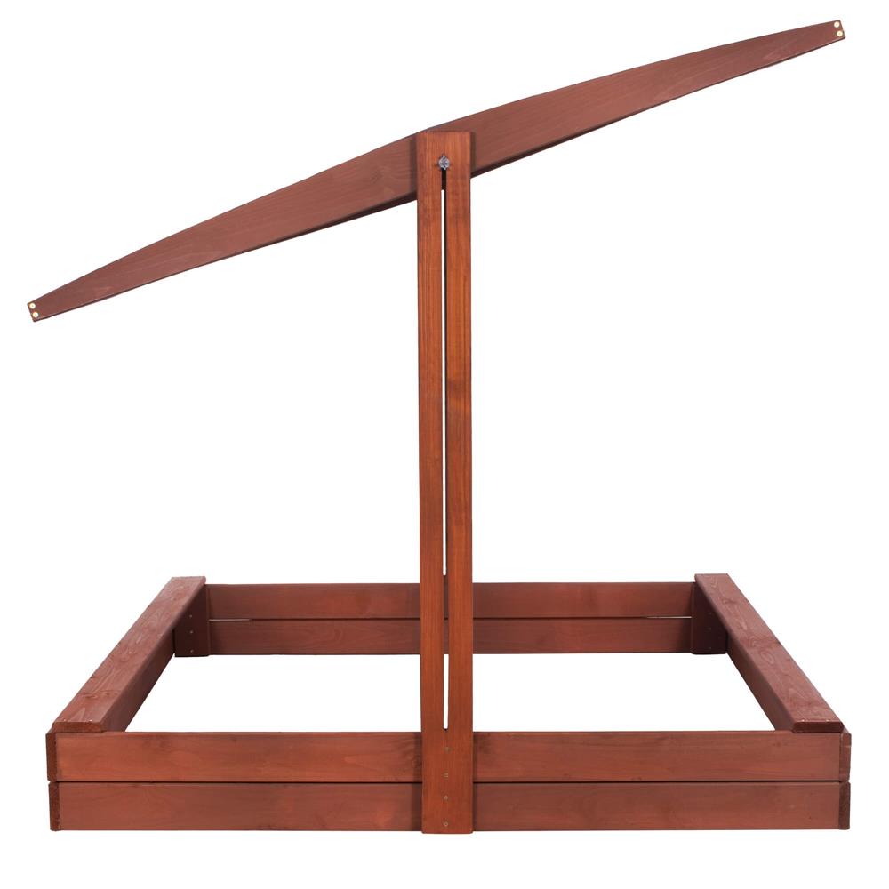 Lada nisip din lemn cu acoperis reglabil, 140x140x121 cm, maro