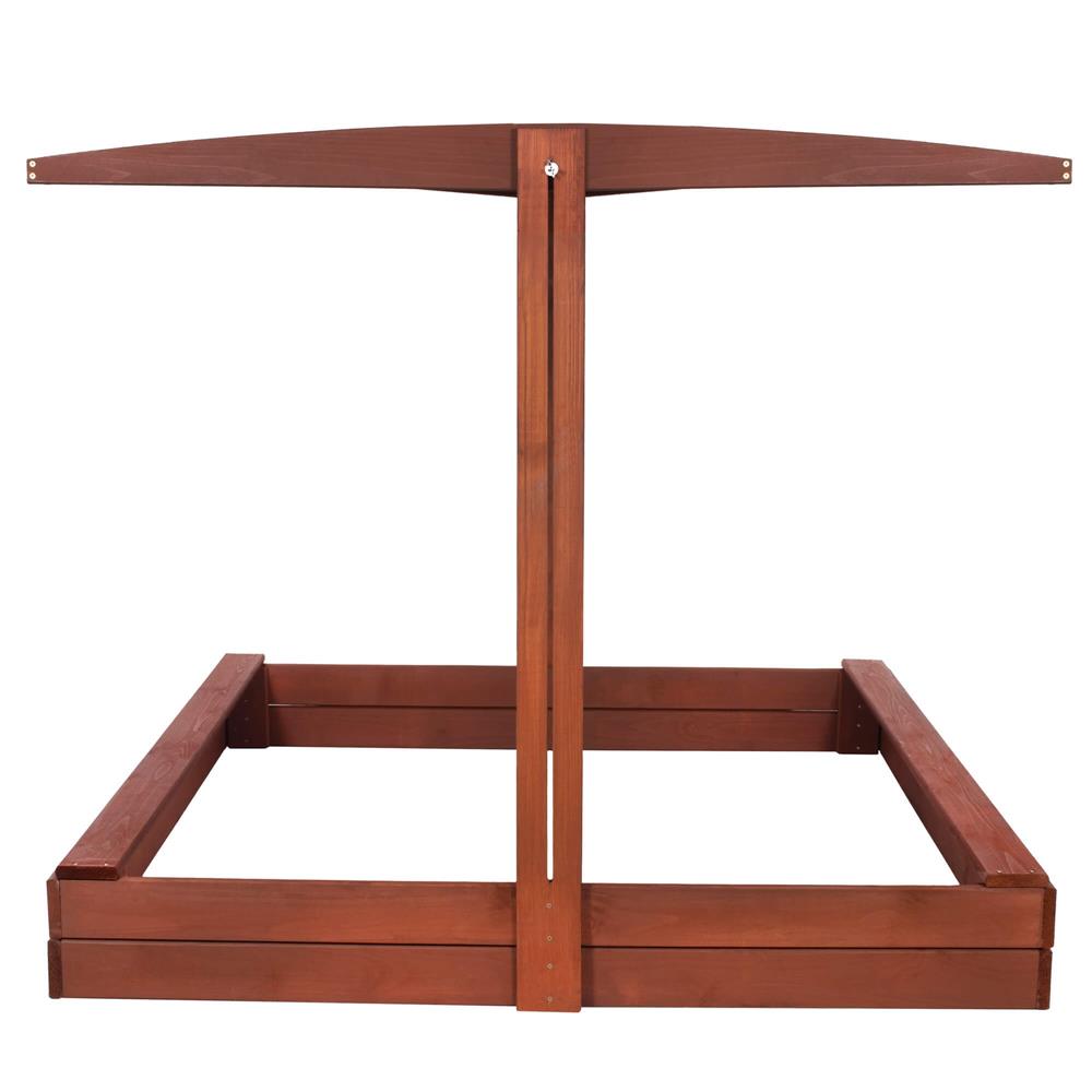 Lada nisip din lemn cu acoperis reglabil, 140x140x121 cm, maro