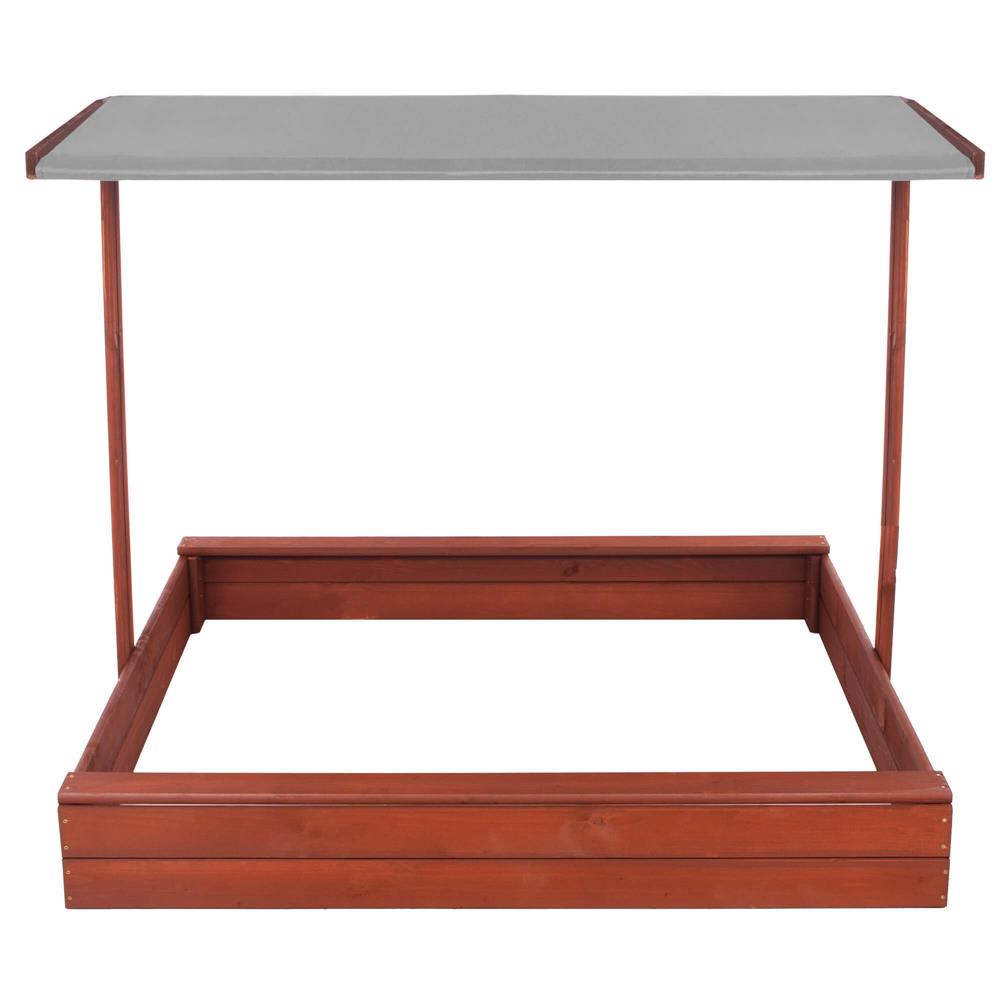 Lada nisip din lemn cu acoperis reglabil, 140x140x121 cm, maro