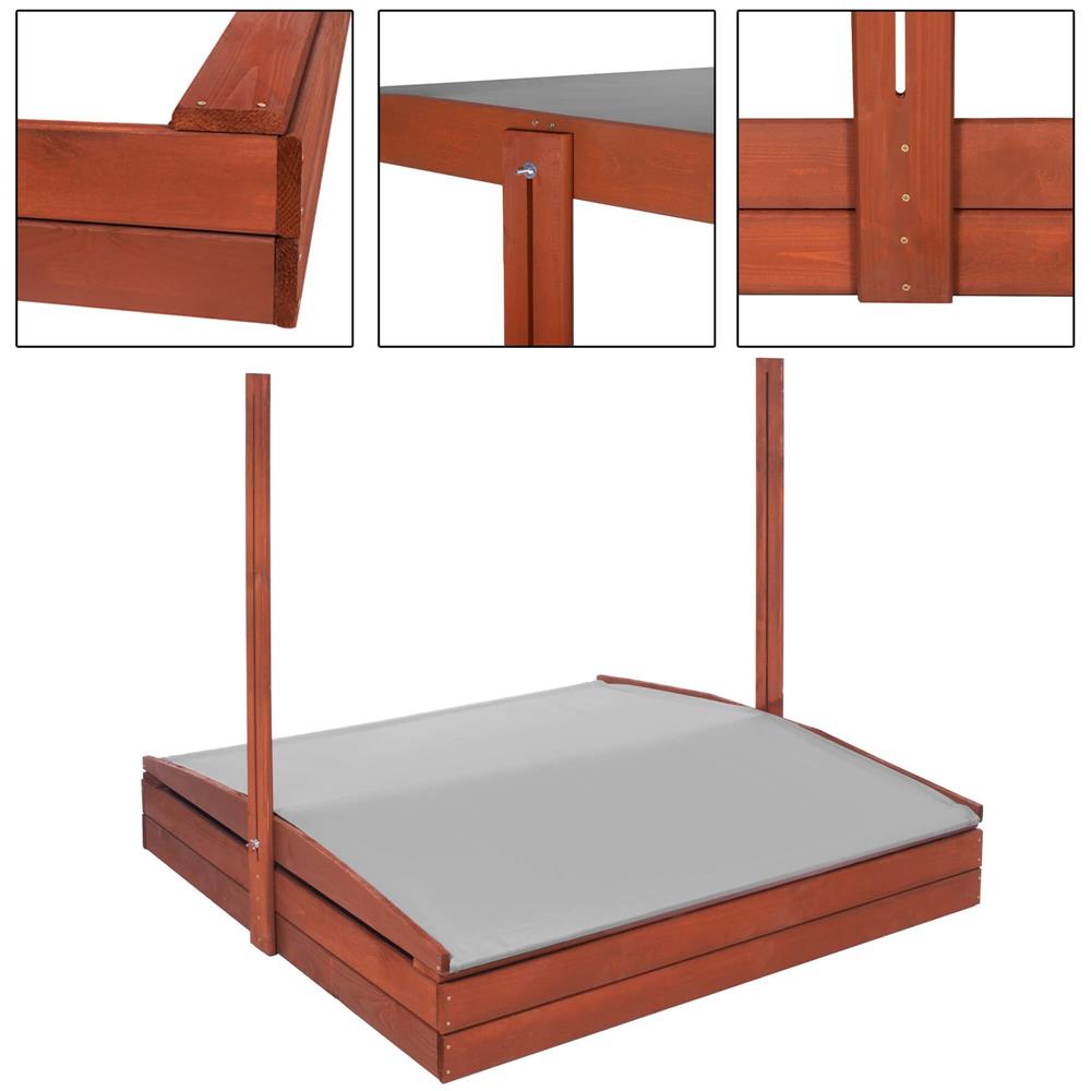Lada nisip din lemn cu acoperis reglabil, 140x140x121 cm, maro