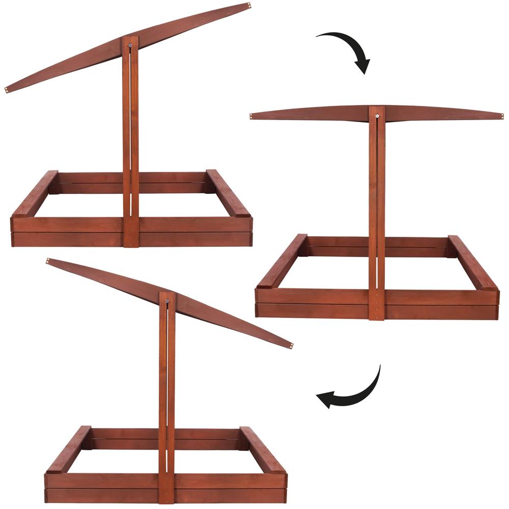 Lada nisip din lemn cu acoperis reglabil, 140x140x121 cm, maro