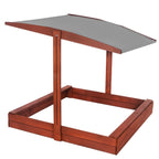 Lada nisip din lemn cu acoperis reglabil, 140x140x121 cm, maro