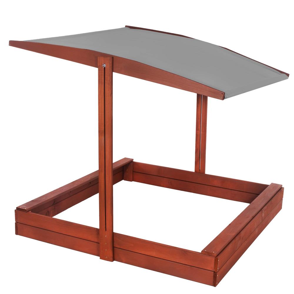 Lada nisip din lemn cu acoperis reglabil, 140x140x121 cm, maro