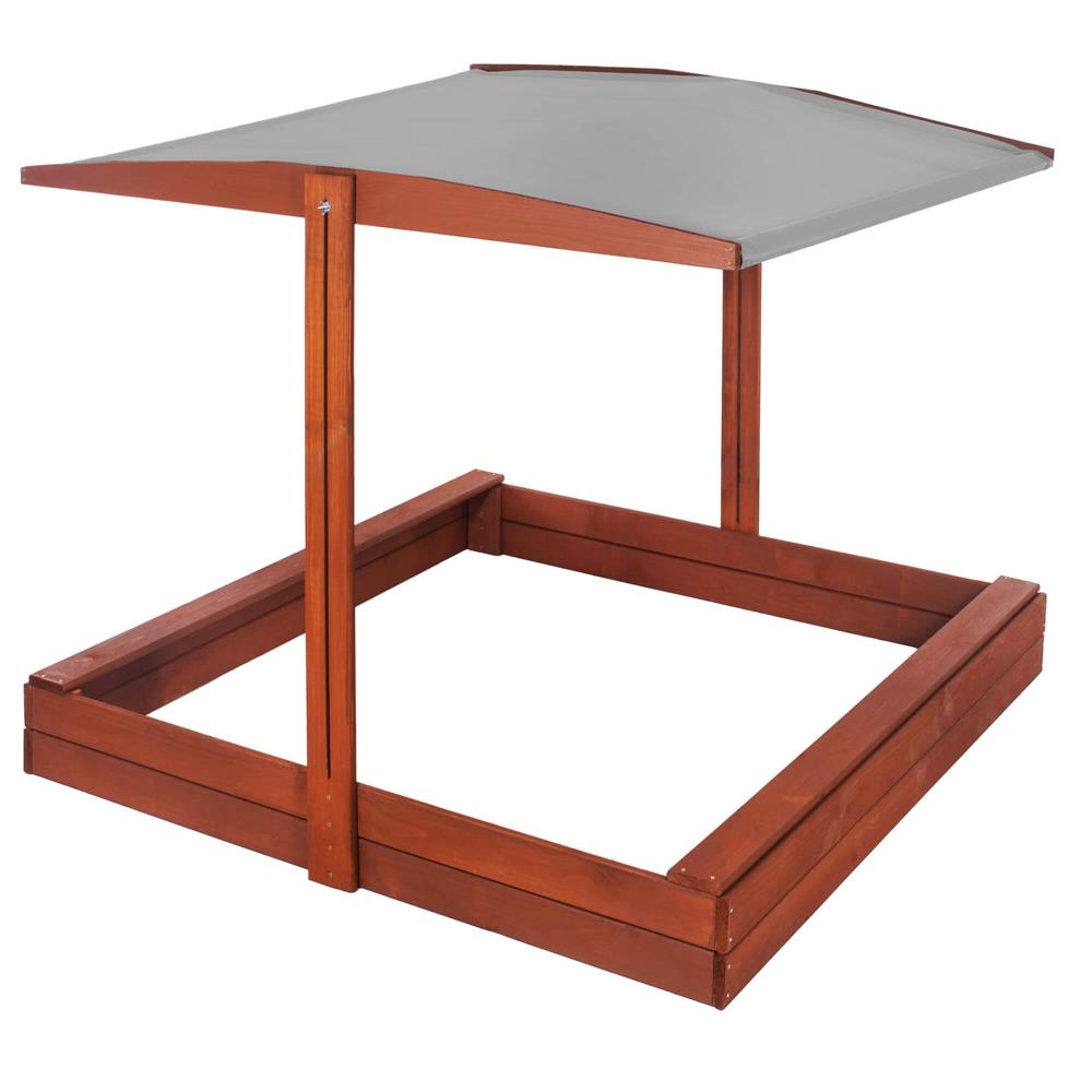 Lada nisip din lemn cu acoperis reglabil, 140x140x121 cm, maro