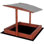 Lada nisip din lemn cu acoperis reglabil, 140x140x121 cm, maro