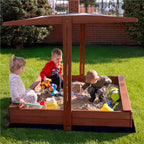 Lada nisip din lemn cu acoperis reglabil, 140x140x121 cm, maro