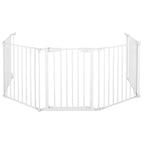 Bariera de protectie pentru copii, 318x75 cm, alba – 5 panouri, poarta cu blocare, montaj pe perete