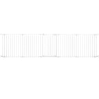 Bariera de protectie pentru copii, 318x75 cm, alba – 5 panouri, poarta cu blocare, montaj pe perete