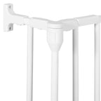 Bariera de protectie pentru copii, 318x75 cm, alba – 5 panouri, poarta cu blocare, montaj pe perete