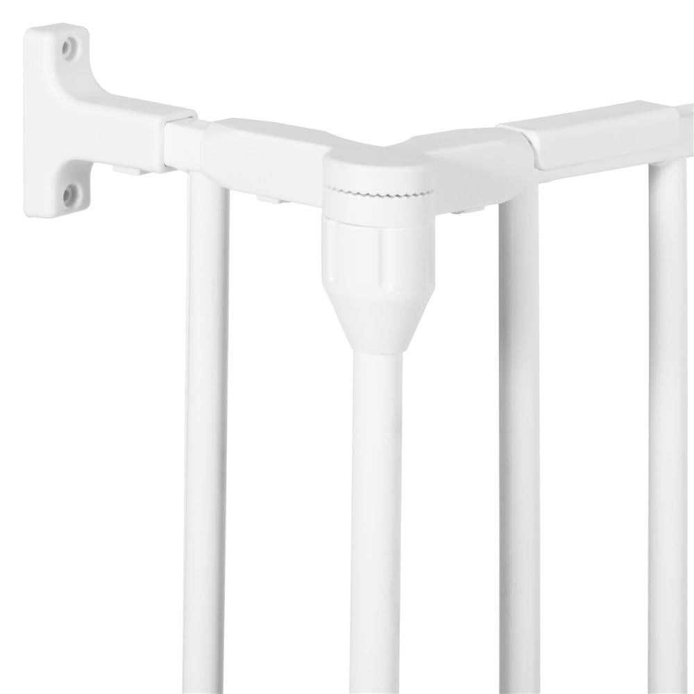 Bariera de protectie pentru copii, 318x75 cm, alba – 5 panouri, poarta cu blocare, montaj pe perete