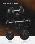 SONGMICS Set gantere reglabile 30 kg din fonta, 12 discuri, cu bara extensibila