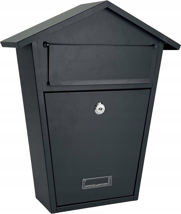Cutie postala metalica 38x32x11 cm, tabla zincata, cu clapeta si yala cu 2 chei, gri