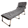 Sezlong pliabil cu 4 trepte, reglaj spatar, otel si material Oxford, 193x66x23 cm, gri