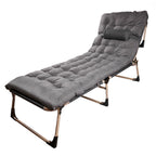 Sezlong pliabil cu 4 trepte, reglaj spatar, otel si material Oxford, 193x66x23 cm, gri