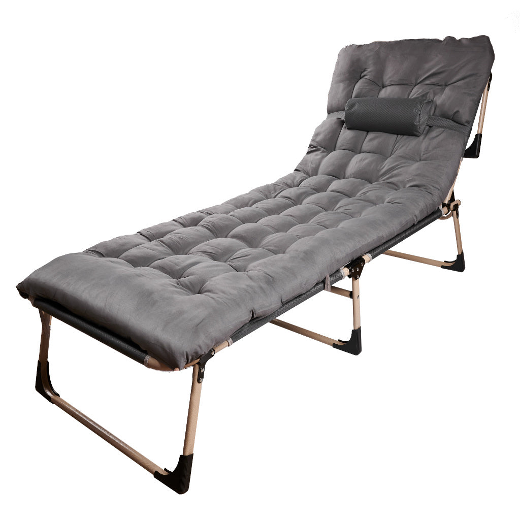 Sezlong pliabil cu 4 trepte, reglaj spatar, otel si material Oxford, 193x66x23 cm, gri