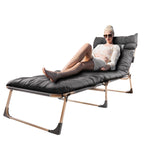 Sezlong pliabil cu 4 trepte, reglaj spatar, otel si material Oxford, 193x66x23 cm, gri