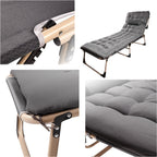 Sezlong pliabil cu 4 trepte, reglaj spatar, otel si material Oxford, 193x66x23 cm, gri