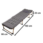 Sezlong pliabil cu 4 trepte, reglaj spatar, otel si material Oxford, 193x66x23 cm, gri