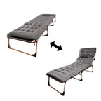 Sezlong pliabil cu 4 trepte, reglaj spatar, otel si material Oxford, 193x66x23 cm, gri