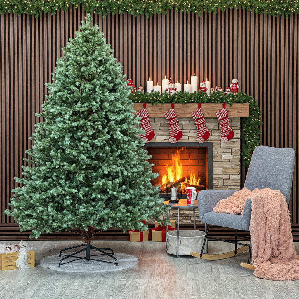 Brad artificial , Hollandia, verde cu varfuri argintii, integral 3D, 230 cm